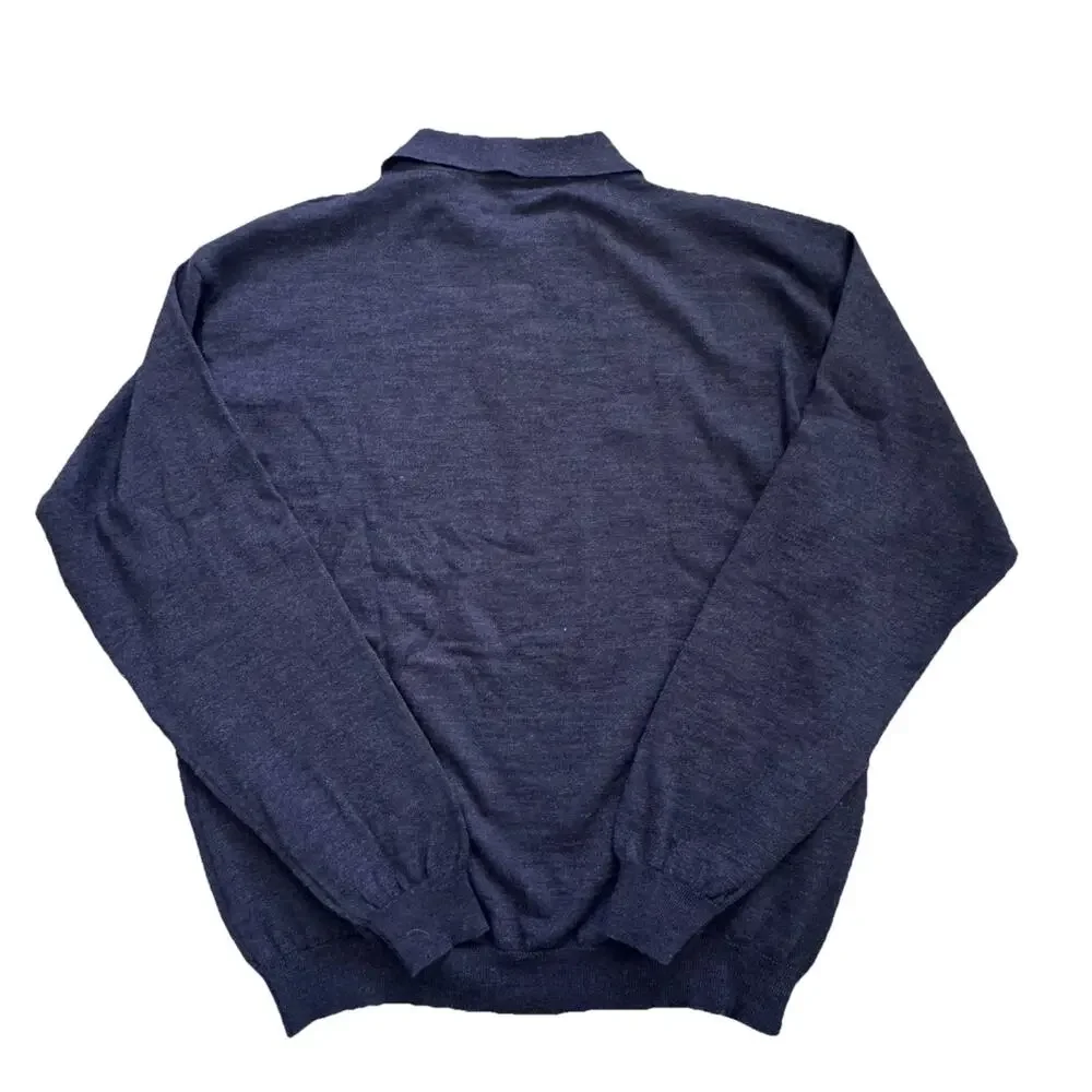 Brandini Italy Mens 100% Merino Wool Mens Polo Sweater L Preppy Classic